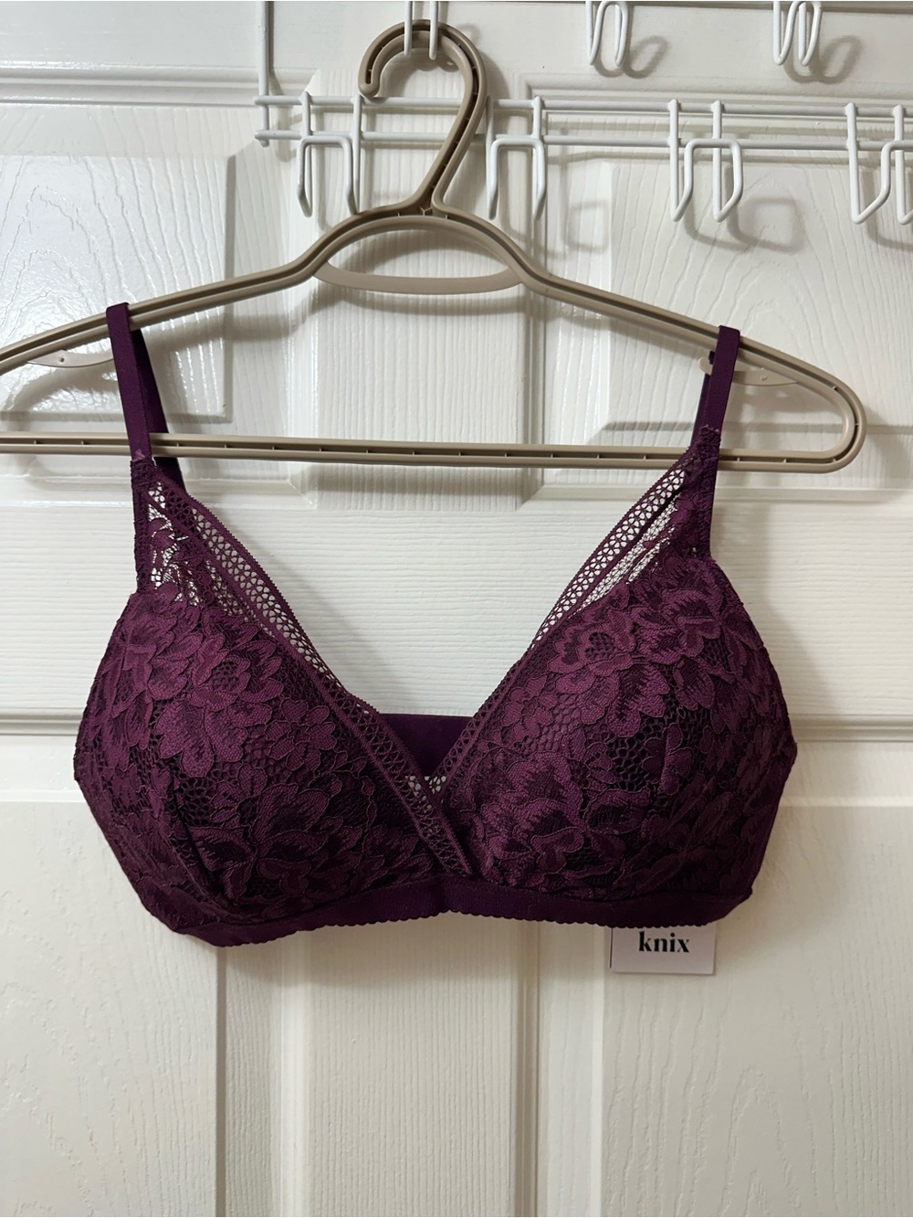 Knix Deep V Lace Bralette Medium Deep Purple